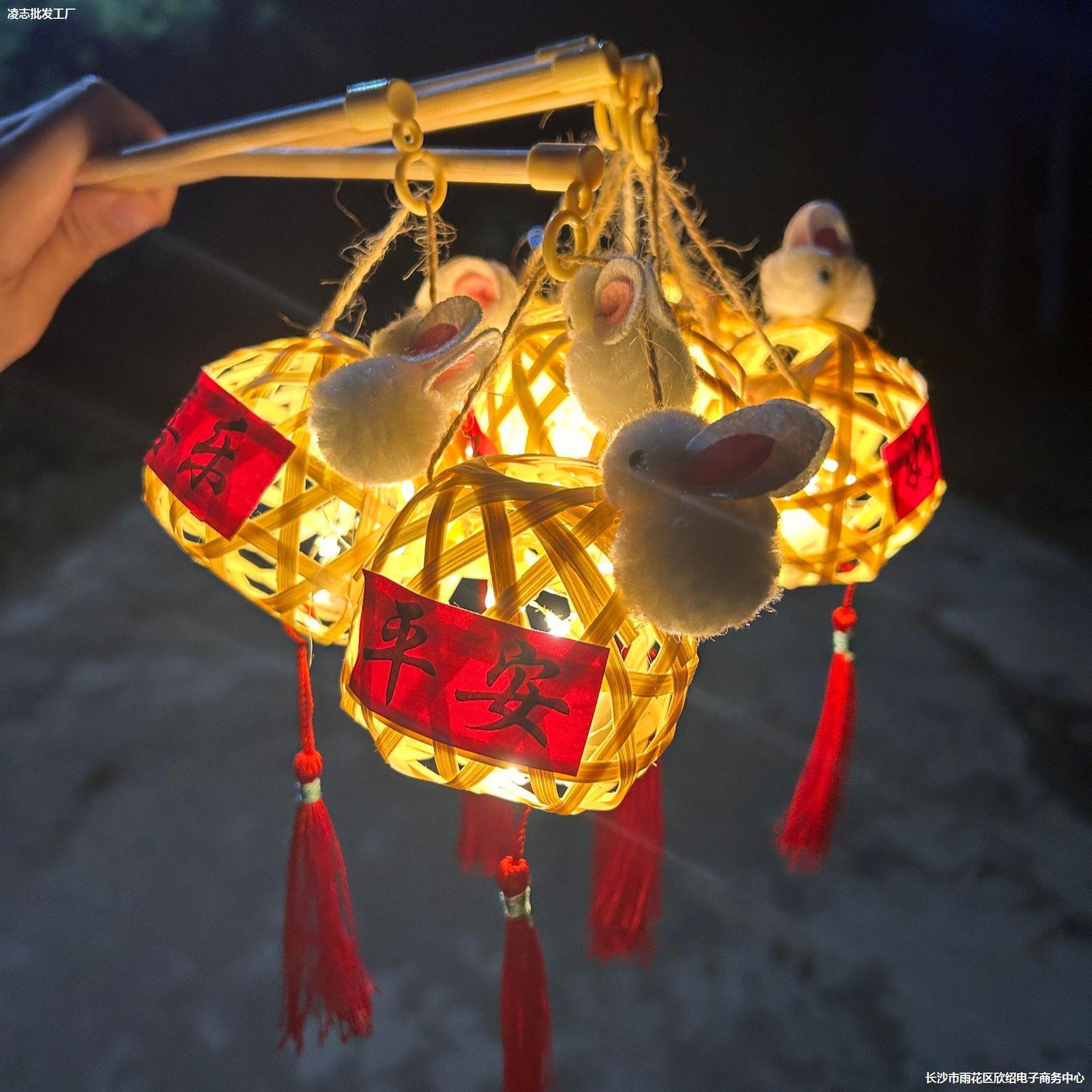 古风竹编小灯笼小竹篓儿童手提花灯汉服配饰拍照道具中秋夜市摆摊