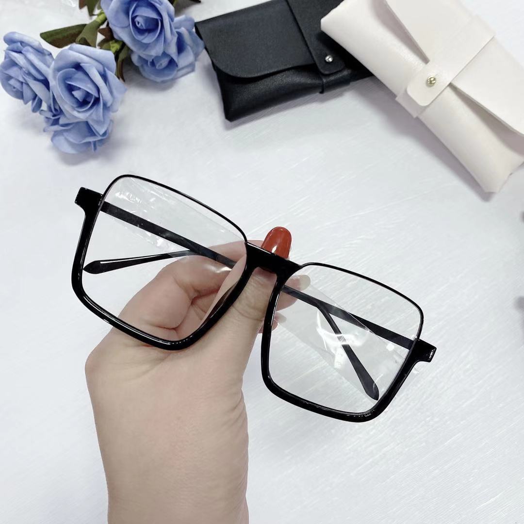 2021新款复古个性半框方形眼镜女网红大脸显瘦素颜眼镜批发