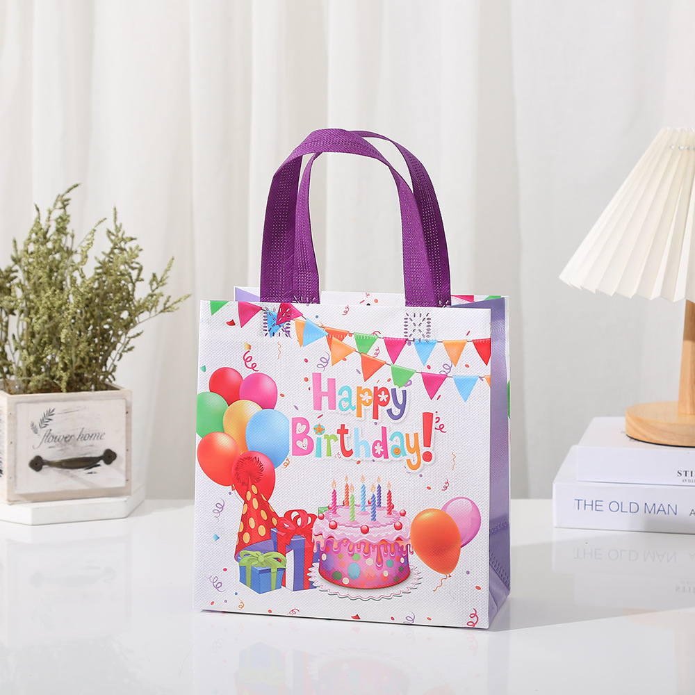 Non-Woven Fabric Birthday Gift Bag Girlfriends Friends Birthday Gift Bag Waterproof Portable Pouch Foldable Shopping Bag