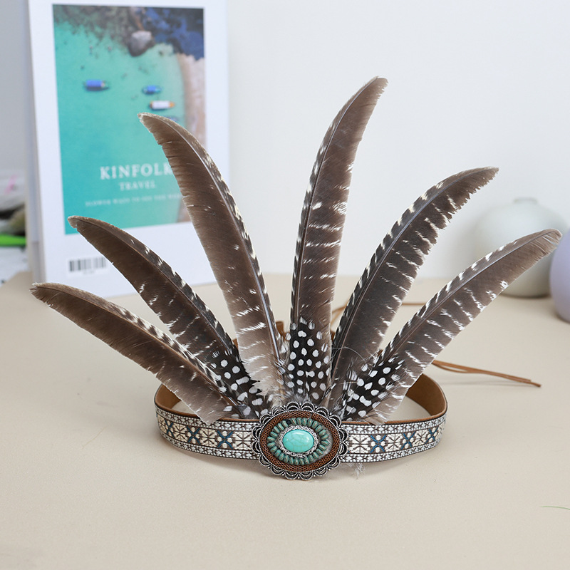 工厂直营印第安羽毛头饰 野人酋长发饰儿童成人节日演出头戴道具