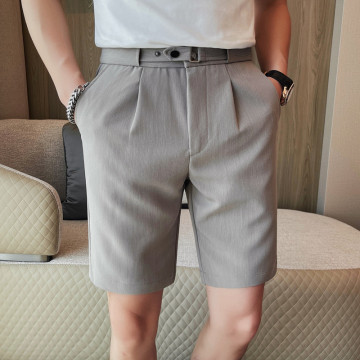 批发男士夏装短裤韩版修身细条纹休闲五分裤时尚青年免烫男式中裤