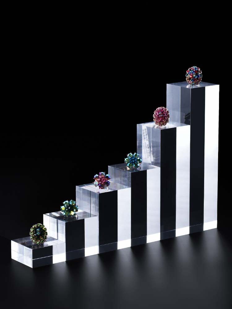 透明亚克力水晶方块方柱珠宝首饰立柱展示架点心摆台陈列磨砂底座