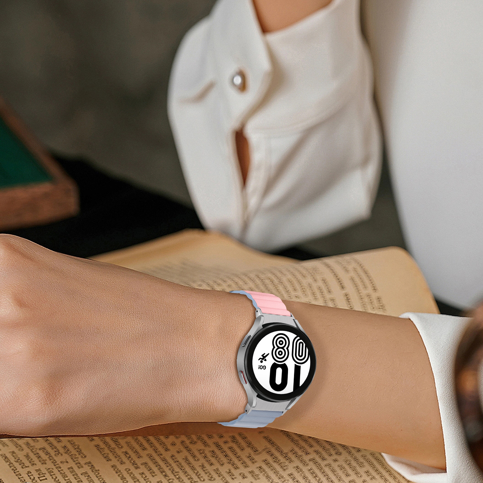 适用三星galaxy watch 6 5 40 毫米 44 毫米皮革表带20毫米商务表