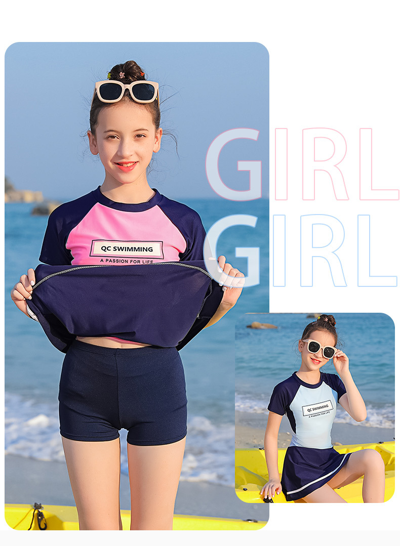 儿童泳衣女女童中大童女孩少女发育专业训练加肥冬季泡温泉游泳装