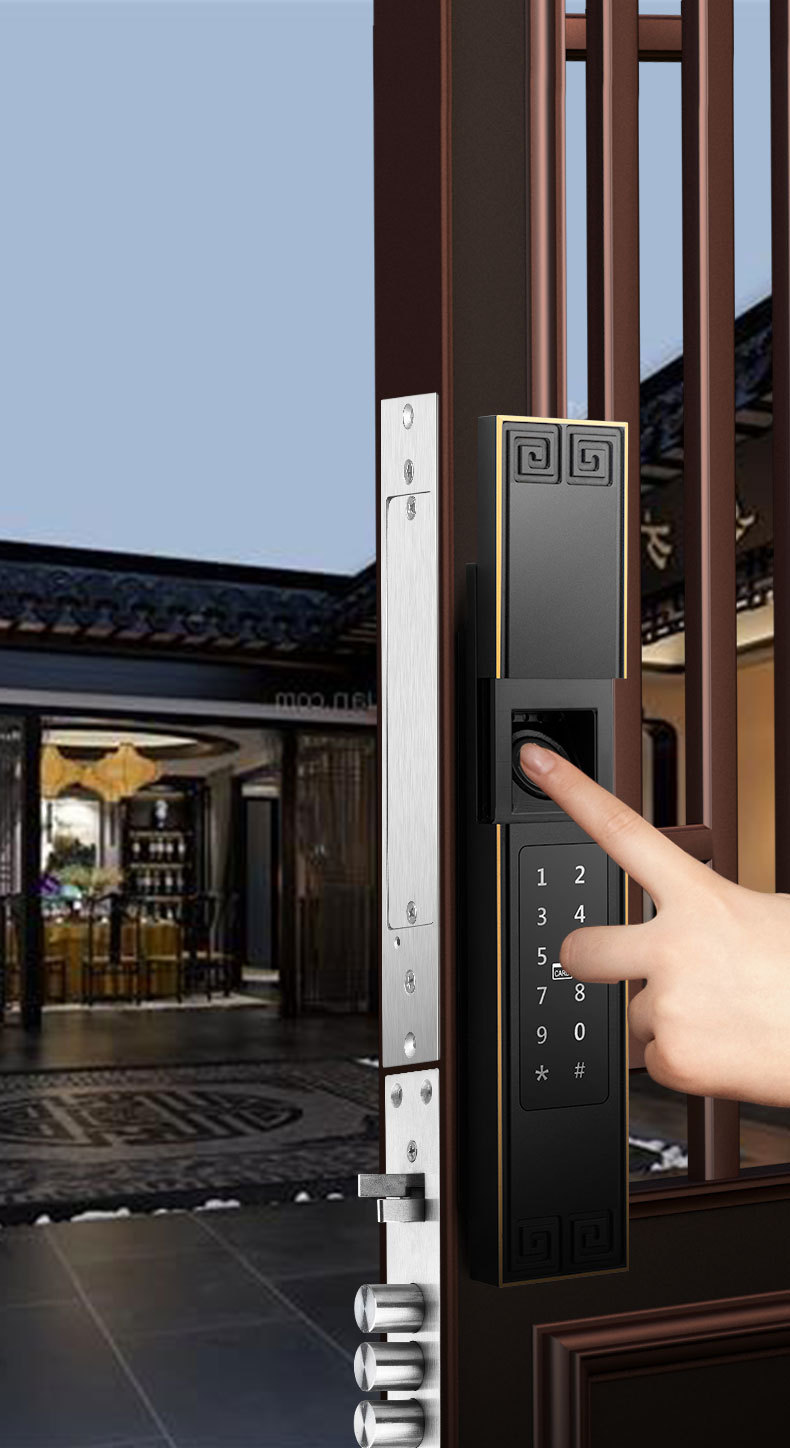 别墅老北京四合院防水智能指纹锁别墅大门重型门远程开电控电子锁