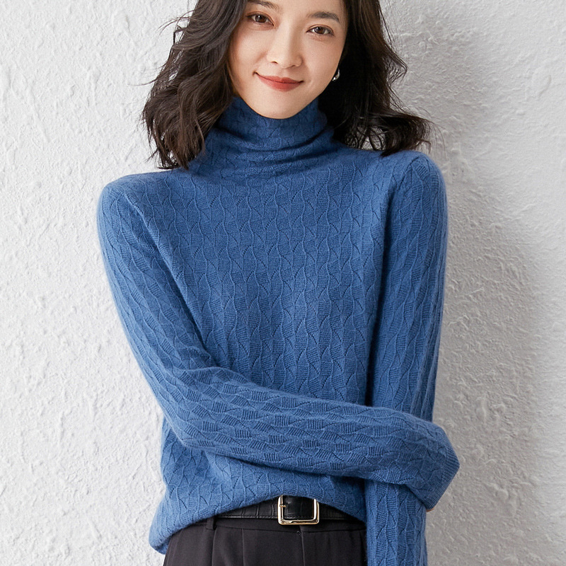 2021秋冬新款堆堆领镂空羊毛衫女韩版气质套头毛衣打底羊毛针织衫