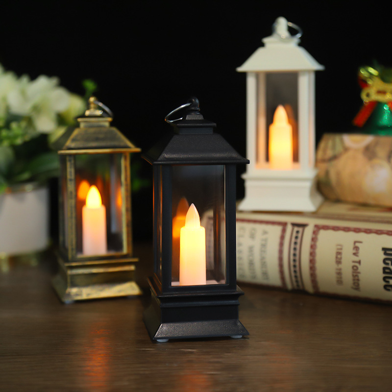 Exclusive for Cross-Border Retro Square Top Small Wind Light LED Luminous Candle Christmas Halloween Scene Layout Ambience Light