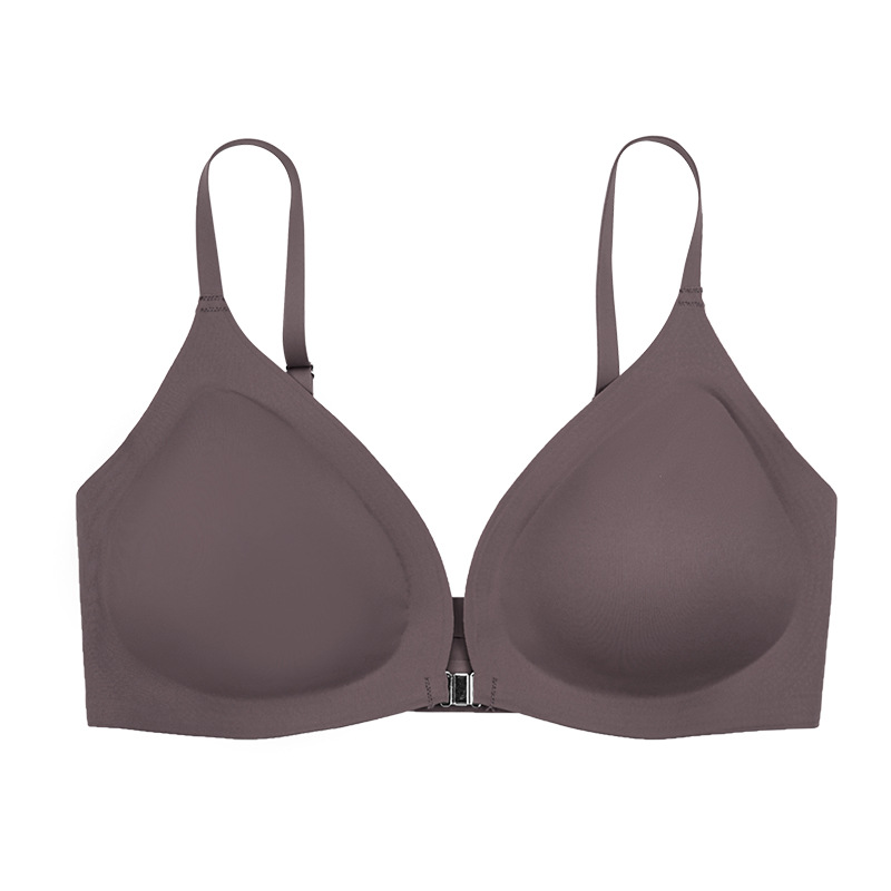 Front Button Sexy Seamless Thin Breathable Girl's Underwear European and American plus Size Jelly Stick Wireless Soft Support Bra