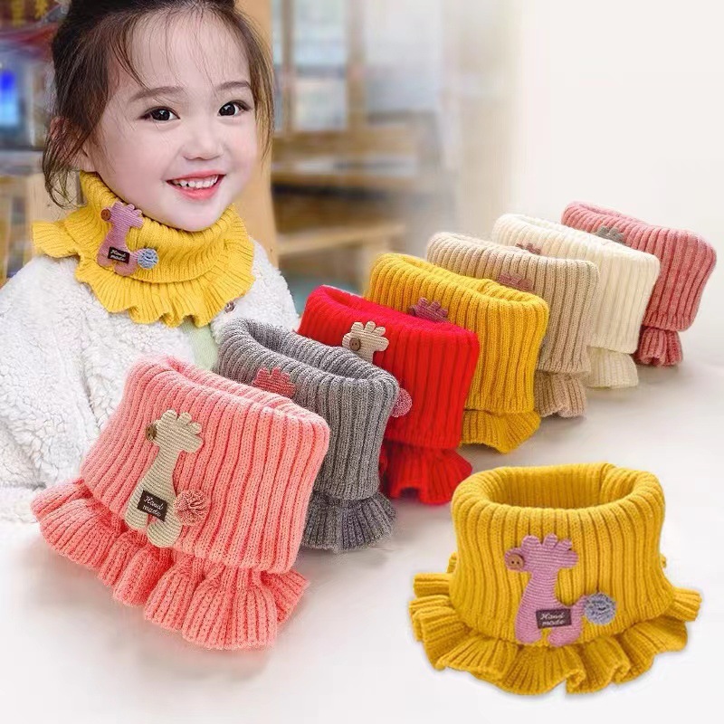 Neck Cartoon Knitted Scarf Thermal and Windproof Baby Shawl Fake Collar Bandana Trendy New Autumn and Winter Children's Circumference