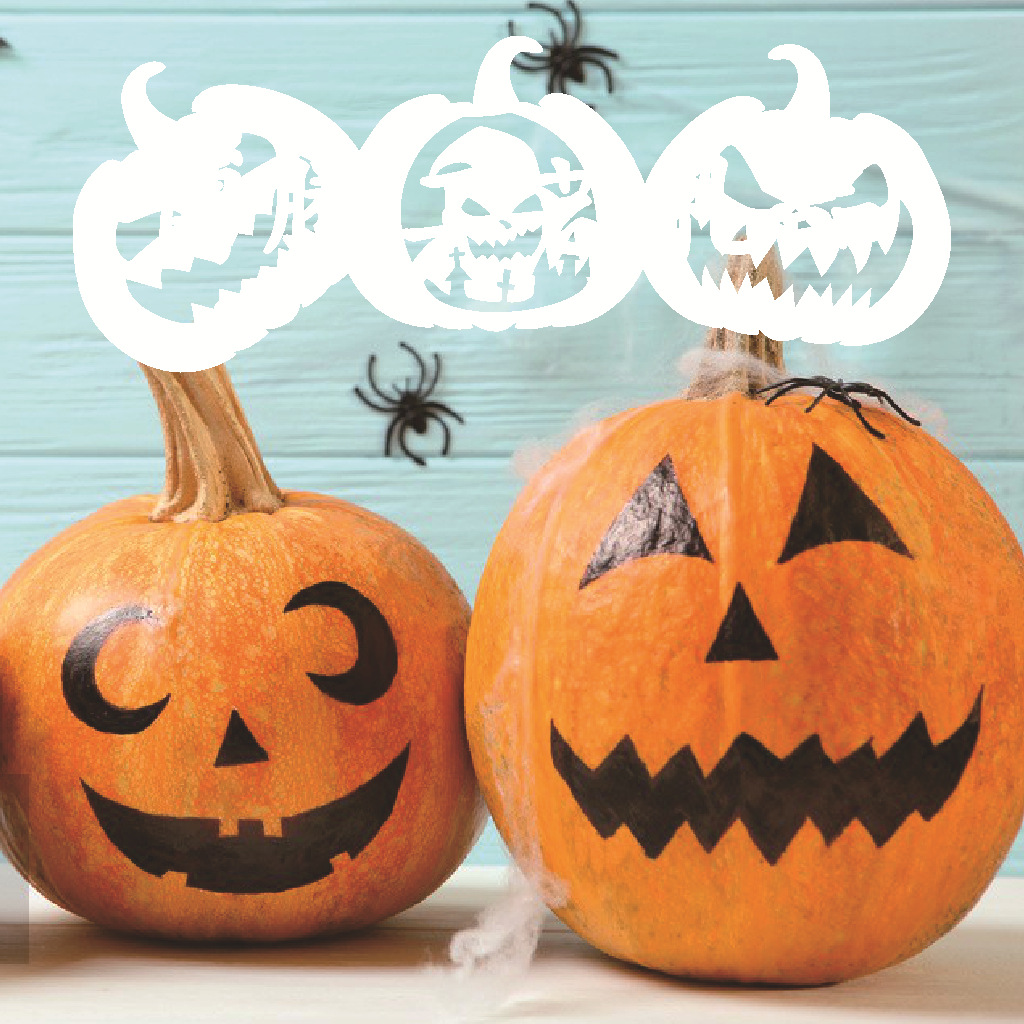 亚马逊跨境万圣节南瓜绘画模板 happy halloween涂鸦装饰镂空画板