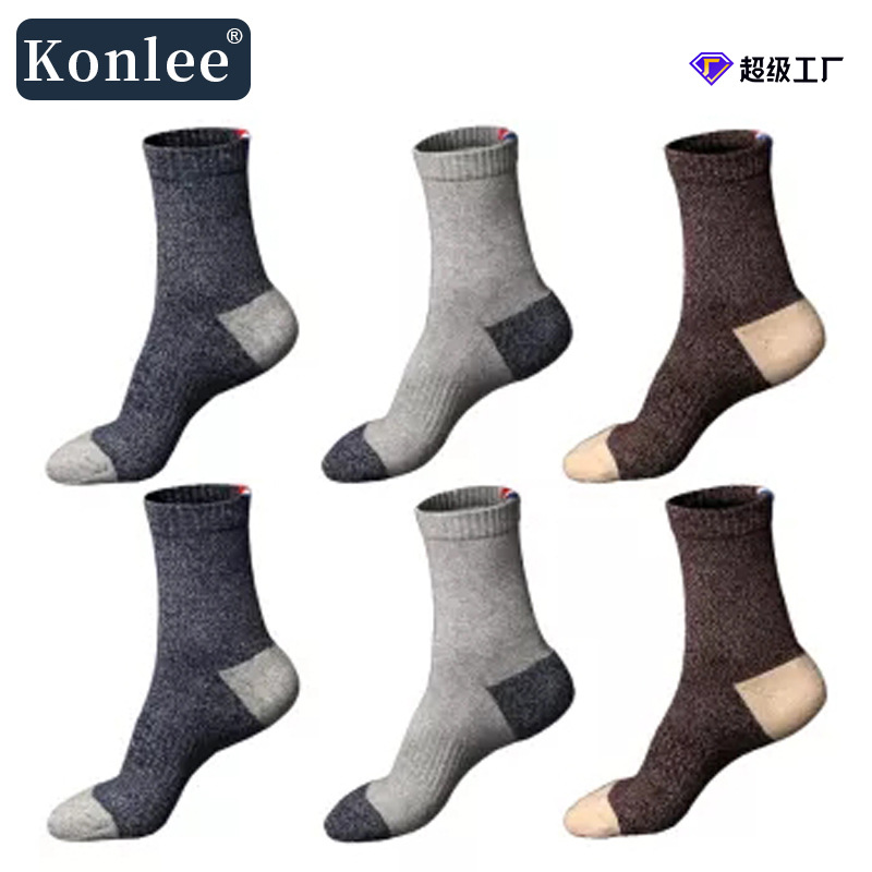 Towel Bottom Mid-Calf Men's Socks Sole Heel Terry Socks Thickened Warm Leisure Cotton Socks for Men