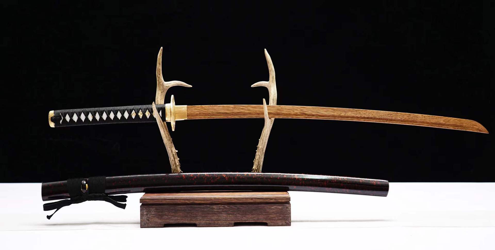 一体居合道刀剑木刀带鞘 竹刀剑道武术训练习道具 表演武士拔刀斩