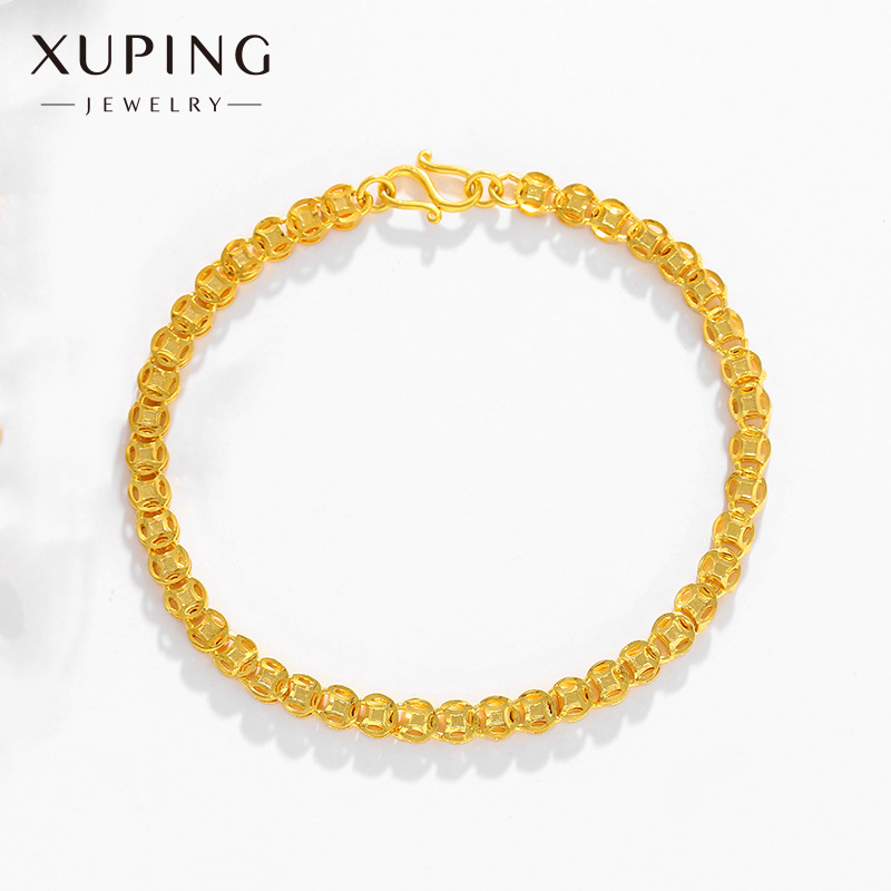 xuping jewelry plated 24k gold alloy plated fashion vintage copper coin bracelet wholesale women‘s creative watch chain
