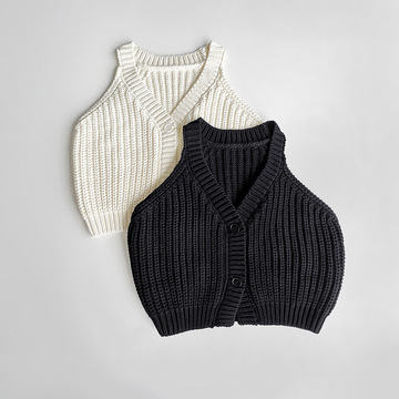 粗针织肌理份量感短背心马甲 柔韧棉混纺易打理好穿无袖毛衣-阿里巴巴