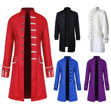 新款外贸欧美男士大衣纯色时尚蒸汽朋克复古男士制服立领服装