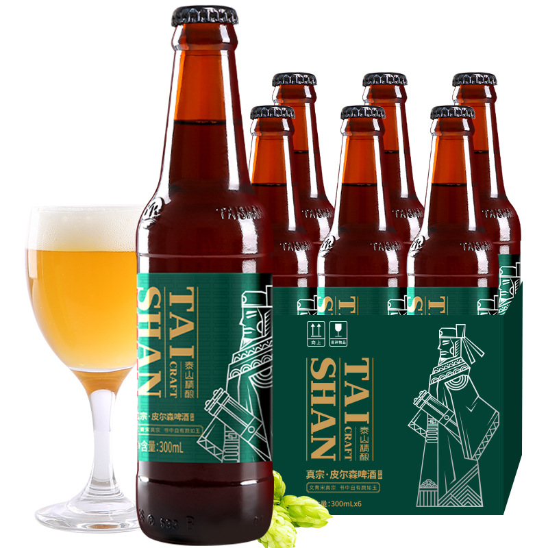 泰山原浆啤酒12°p真宗皮尔森精酿啤酒整箱300ml*6瓶彩箱