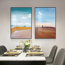 现代简约客厅装饰画创意二联餐厅挂画沙发背景墙北欧风格温馨壁画
