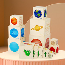 木制盲盒星球认知叠叠乐 动物生长过程套盒儿童空间逻辑思维玩具