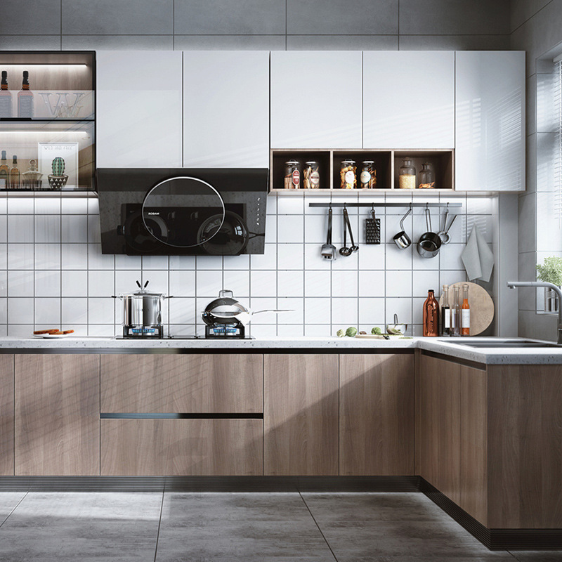 佛山全屋设计整体橱柜定 制开放式厨房实木厨柜定 做岛台小户型