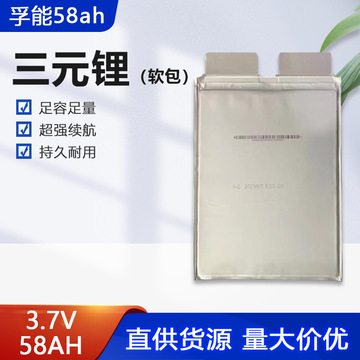 孚能3.7v58安三元锂动力锂电池软包适用于外卖车租赁观光车储能等