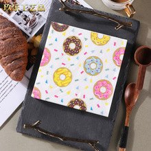 工厂现货新款彩色甜甜圈印花餐巾纸面巾纸手帕纸派对纯木浆纸巾