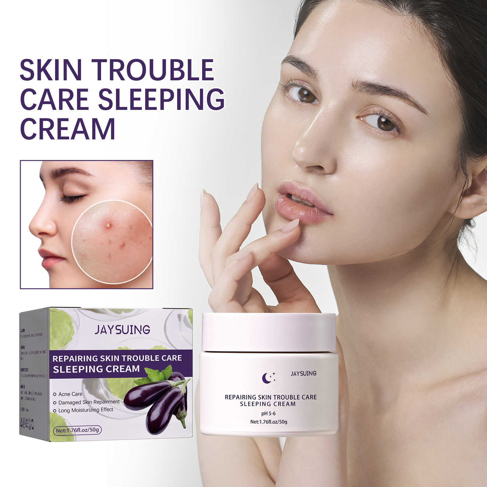 Jaysuing Night Care Sleep Cream Night Repair Skin Barrier Moisture Replenishment Brightening Whitening Cream