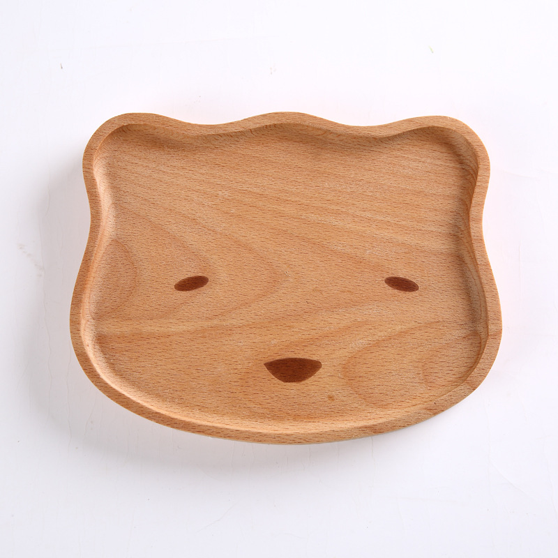 Customized Wooden Cartoon Tray Baby Food Plate Beech Multi-Specification Solid Wood Pallet Carved Logo Wood Pallet