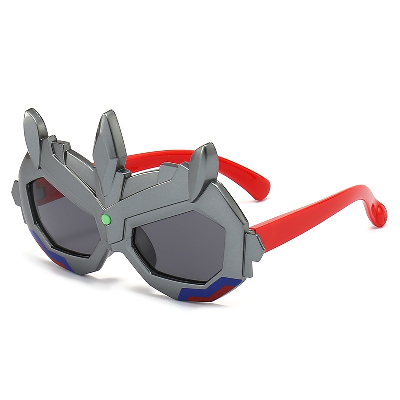 New Fashion Kids Sunglasses Cartoon Ultraman Concave Shape Baby Boy Shape Sun-Resistant Sunglasses Wholesale 3741