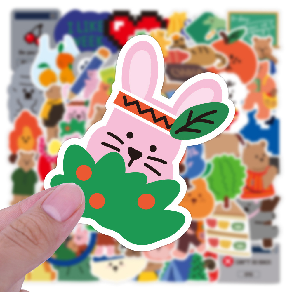 450张卡通可爱小动物兔子小熊贴画电瓶车行李箱书本手机电脑贴纸