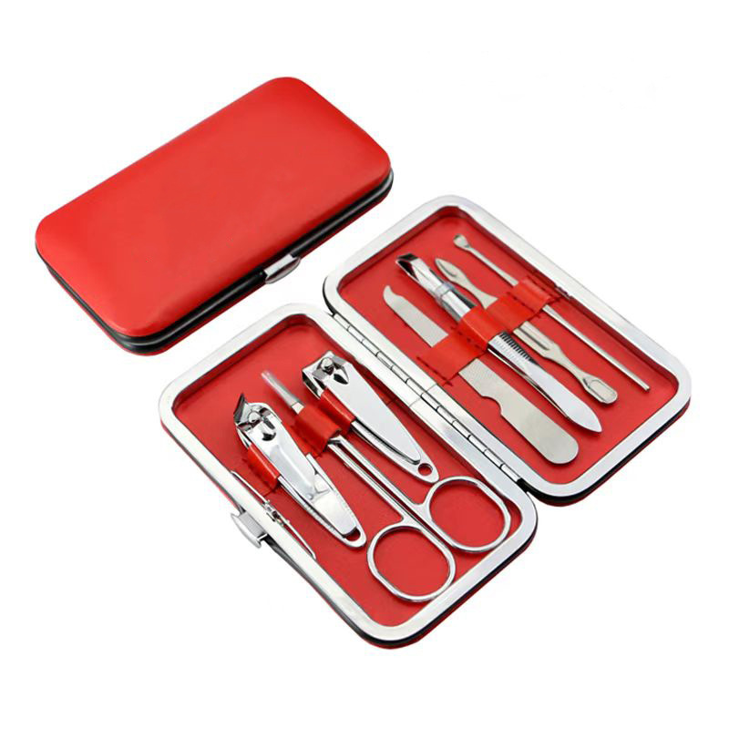 Factory Spot Nail Clippers Wholesale Nail Kit 7-Piece Set Pu Leather Case Gift Stainless Steel Nail Scissor Set