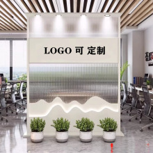 长虹玻璃铁艺屏风隔断办公室公司饭厅背景玄关入户移动logoLogo墙