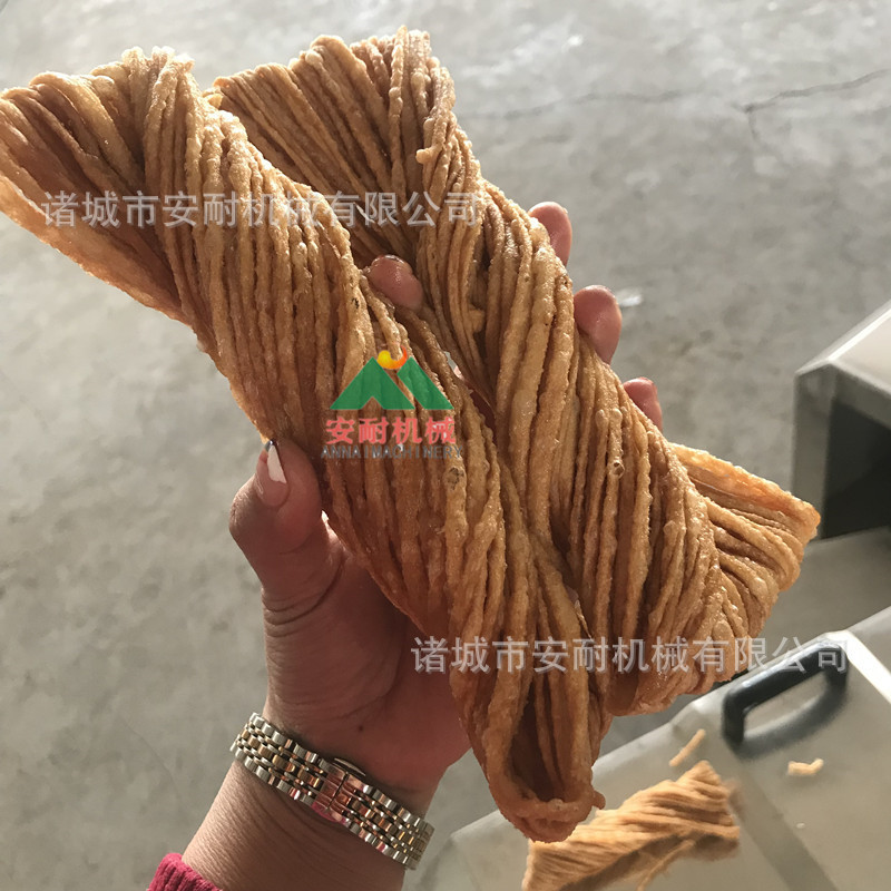 试机视频图片小馓子油炸机 安徽金丝蝴蝶馓子机 自动控温人工挂条