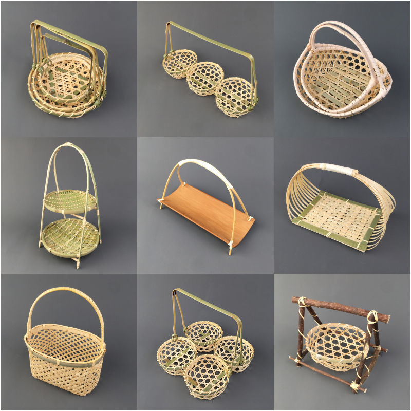 手工提篮竹编制品创意竹篮收纳篮水果篮酒店多层竹盘装饰摆件篮子