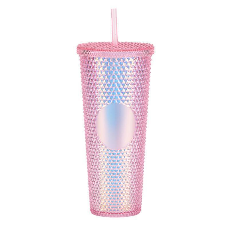 Cross-Border Factory Direct Supply Double Plastic Straw Cup Star Dad Same Creative Large Capacity as Portable Durian Cup