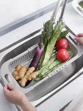 可伸缩洗菜盆厨房水槽沥水篮碗碟架子长方形家用水池洗碗池置物架