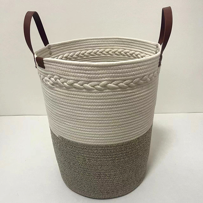 Cotton String Woven Household Laundry Basket Wholesale Household Bedroom Clothes Changing Storage Basket Simple Toys Storage Basket