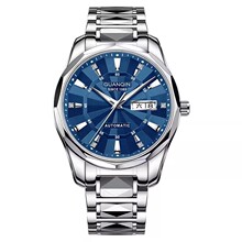 瑞士新款商务夜光男款手表正品防水机械 钨钢双日历男表 男士手表