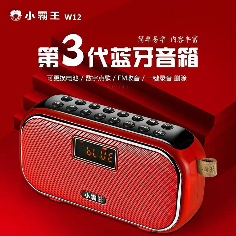 Little Overlord W12 Portable Bluetooth Speaker Radio Recorder Elderly Walkman Subwoofer Outdoor Sound Box