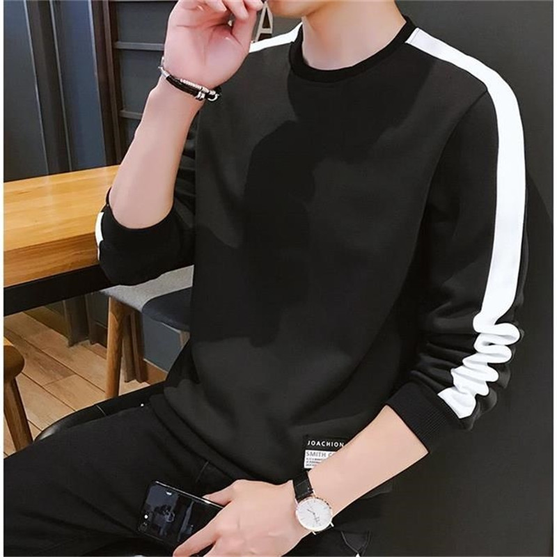 Autumn and Winter Long Sleeves T-shirt Men's Korean-Style Trendy Brushed Hoody Loose Men's round Neck Clothes Ins Casual Sweatshirt