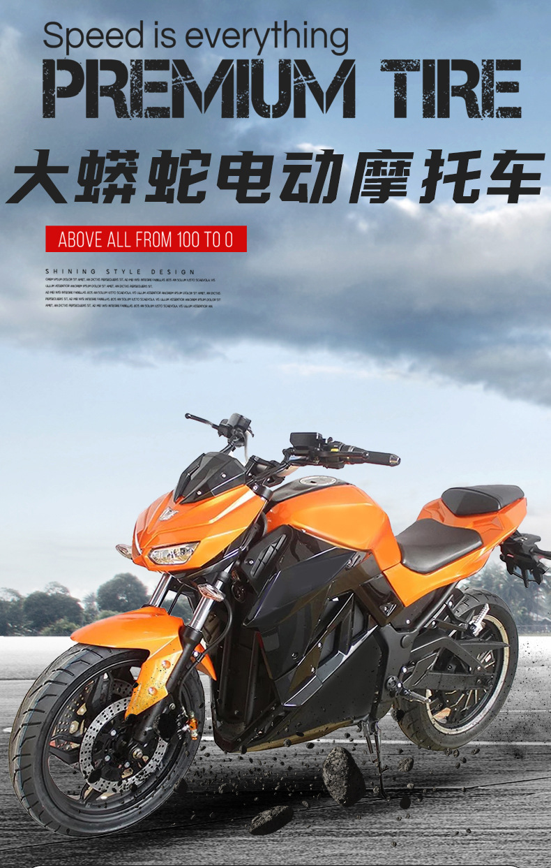 大蟒蛇大功率电动摩托车可上牌两轮电瓶车电摩高速电动车厂家批发