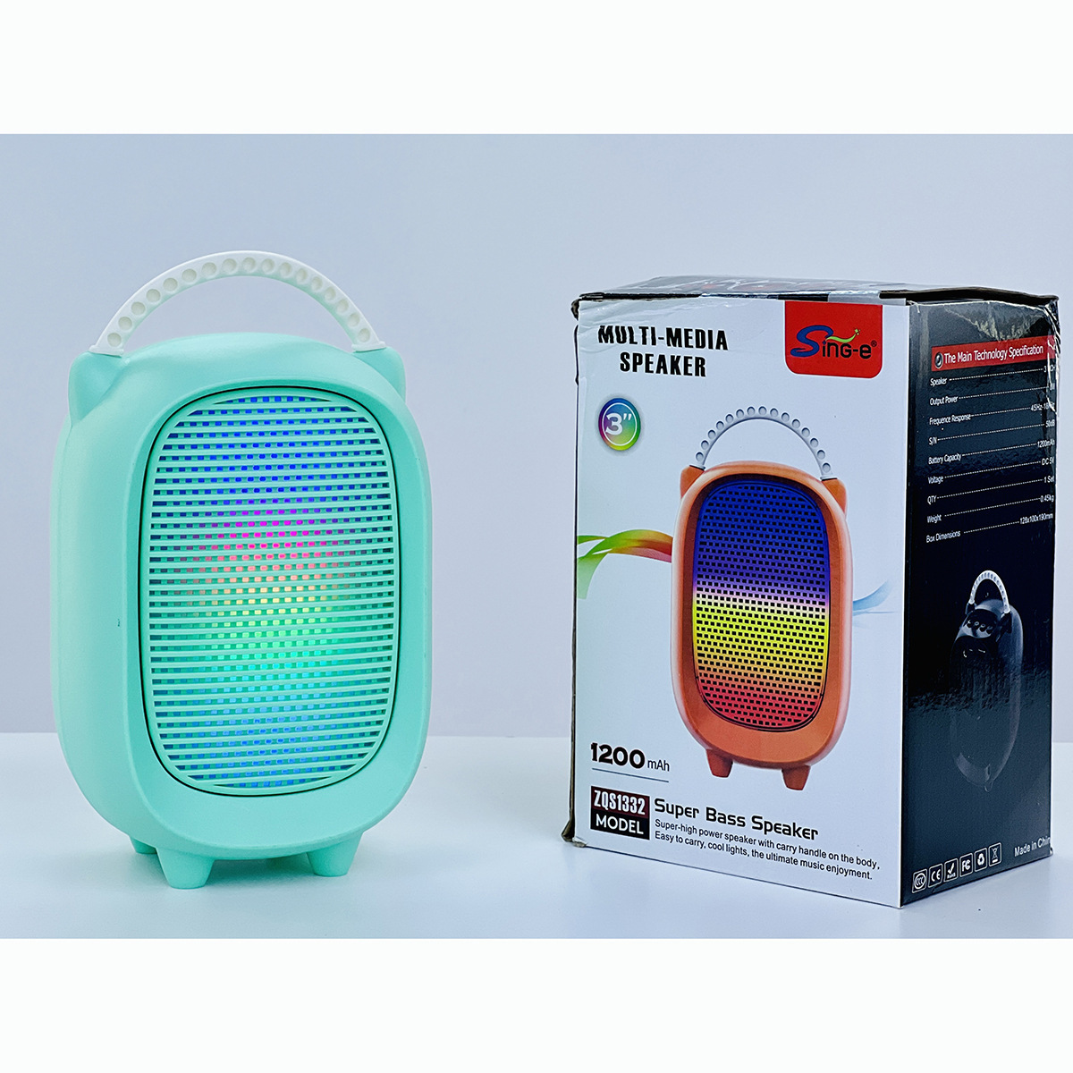 New ZQS-1332 Bluetooth Speaker 3-Inch Portable Rgb Lamp Audio Portable Wireless Hot Sale Small Foreign Trade Popular Style