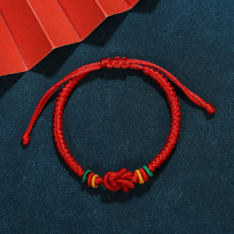 Handmade Braided Red Rope Bracelet Men and Women Blessing Dorje Knot Ruyi Knot Couple Lucky Carrying Strap Gift