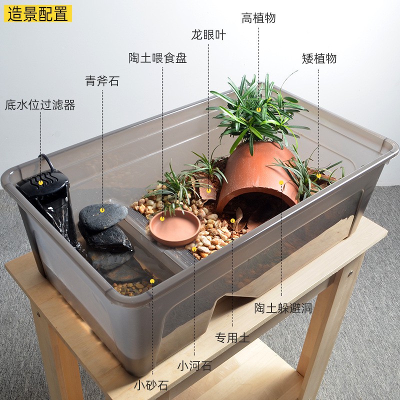 黄缘龟专用缸养乌龟家用超大龟箱带排水造景水陆两栖家用养殖箱