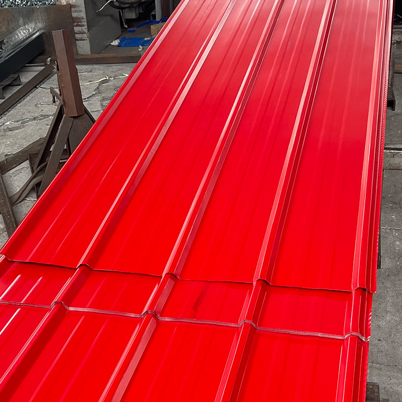 广东厂家现货红色彩钢瓦楞板隔热防腐彩钢板压型单层波浪型铁皮