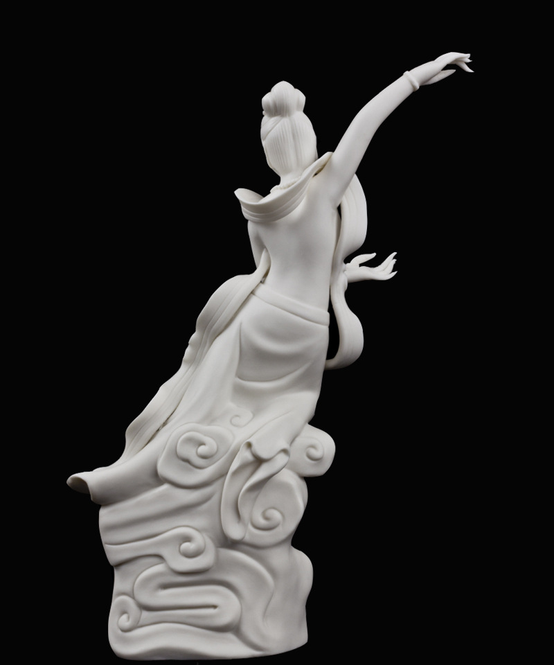 陶瓷人物仕女敦煌飞天瓷雕摆件家居客厅工艺品艺术品电视柜装饰品