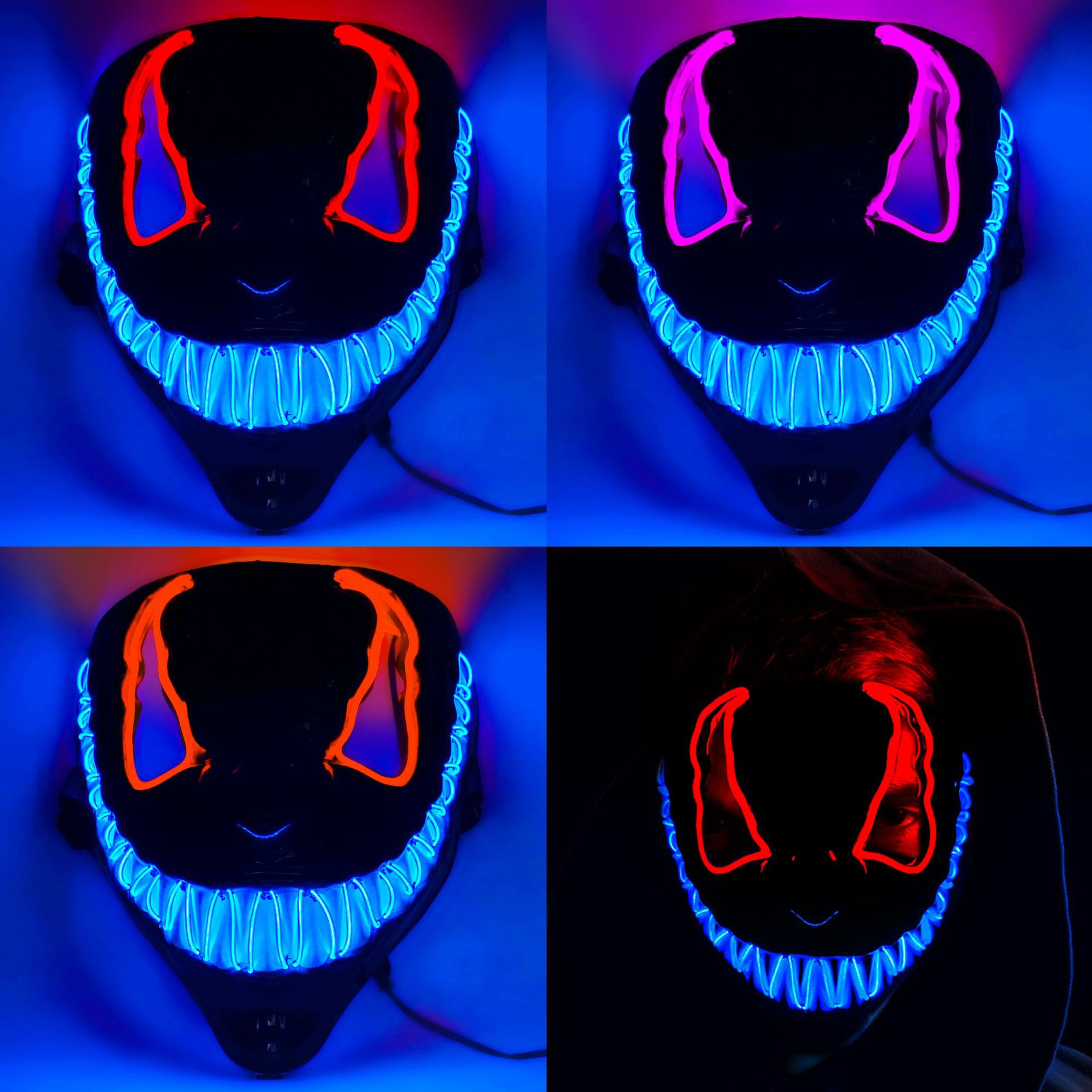 亚马逊同款万圣节毒液2发光面具欧美电影恐怖搞怪全脸led面罩道具