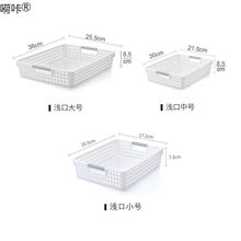 桌面塑料收纳筐厨房杂物收纳盒幼儿园玩具收纳框长方形收纳小篮嗬