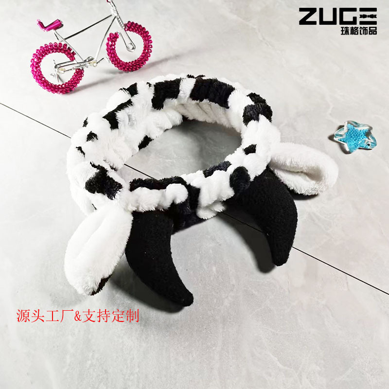 Super Cute Horn Hair Band Sweet Dairy Cattle Hair Band Makeup and Face Wash Mask Headband X-Niu Ren New Accessories