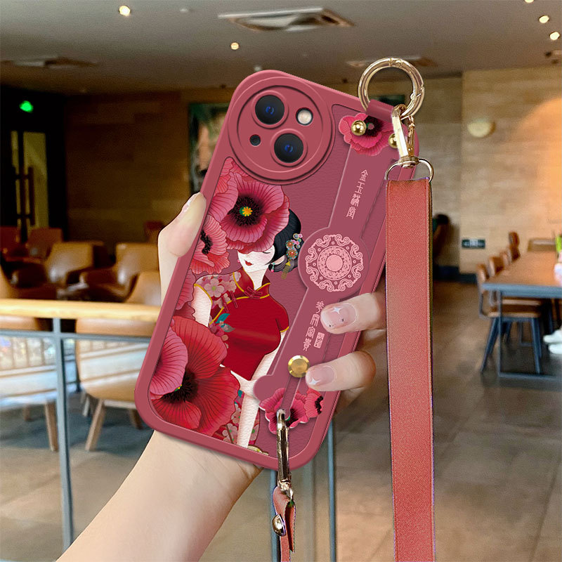 红花美人适用于苹果13手机壳14plus时尚古风iPhone14个性11promax
