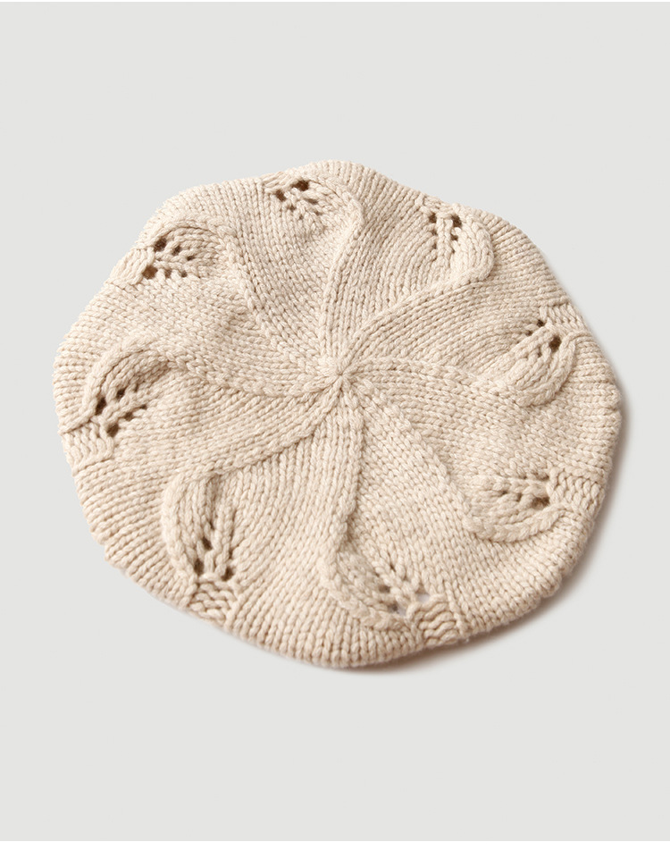 手钩纯山羊绒针织羊绒贝雷帽八角镂空内蒙古针织羊毛帽子批发